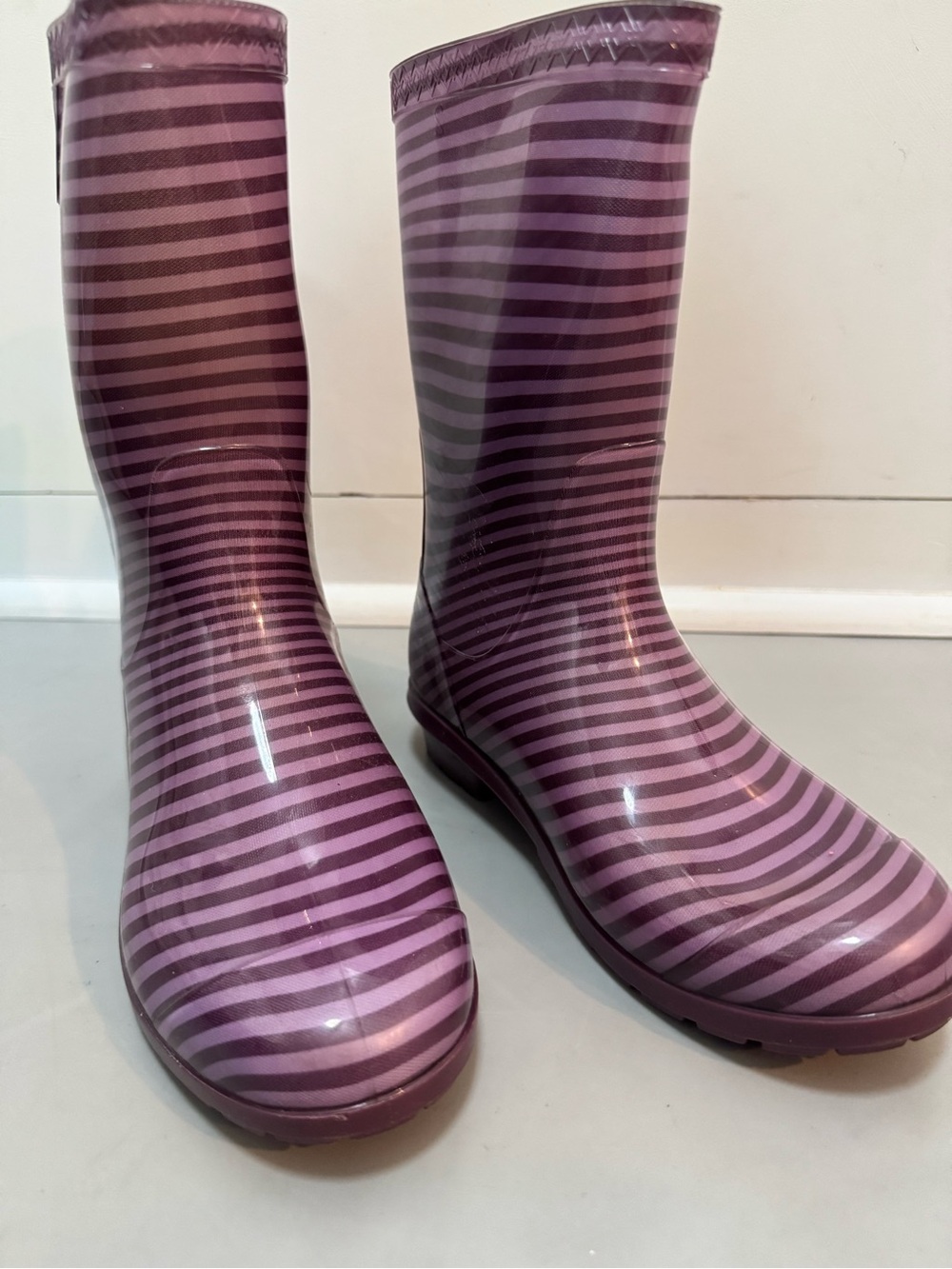 UGG Kids Purple and Lavender Striped Rain Boots